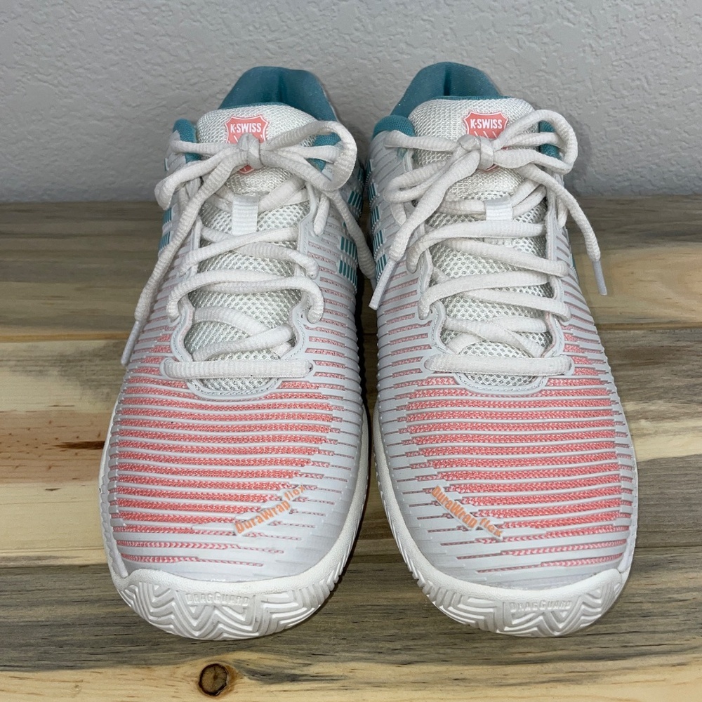 K-Swiss Pickleball Shoes Hypercourt Women's Size 9 White Peach Teal